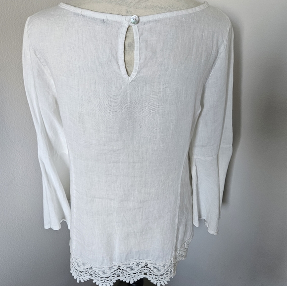 🇮🇪Linen Lungo L'arno  white linen Blouse bell sleeves Size small 🇮🇪 - Picture 8 of 11